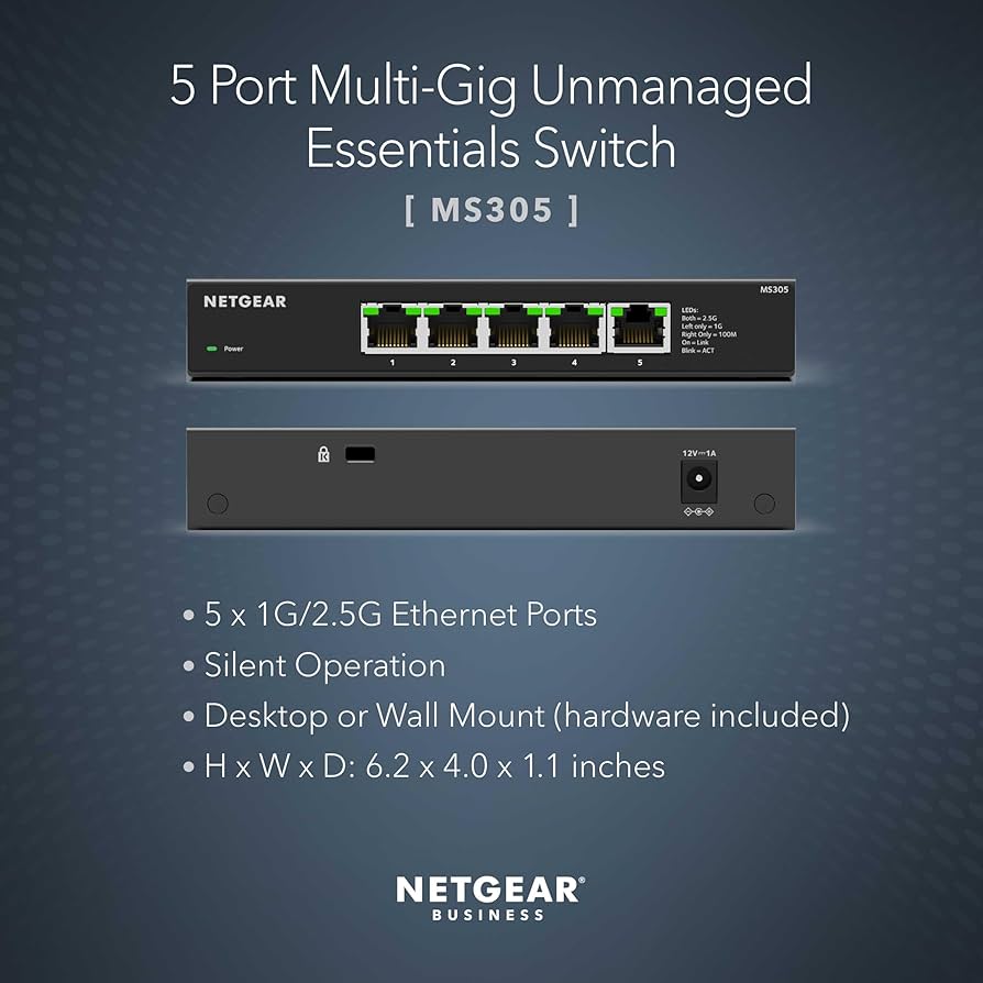 NETGEAR 5-Port Multi-Gigabit Ethernet Unmanaged Network Switch
